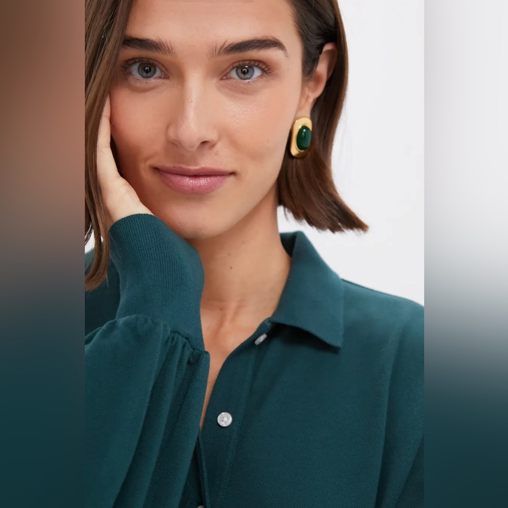 NWT Tuckernuck June Bug Long sleeve Polo Dress Dark Green - Picture 4 of 7